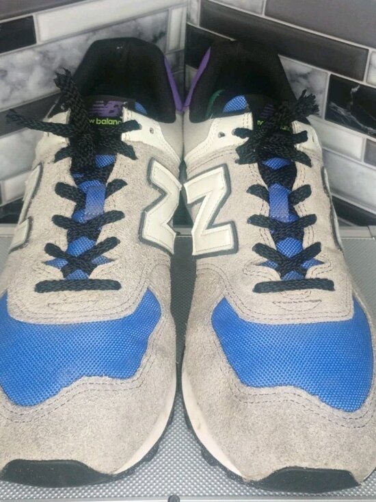 New Balance 574 Low Grey Purple Suede Shoes Sneakers U574CB2 Men\'s Size 11.5